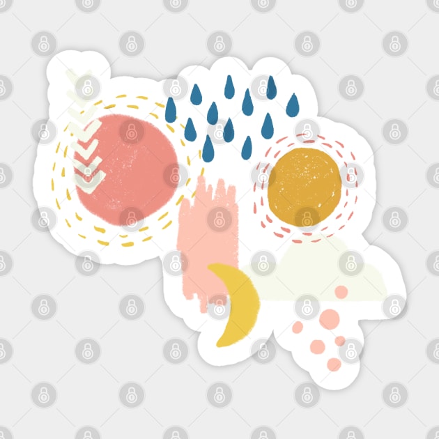 Abstract Weather - Coral + Blue Sticker by latheandquill